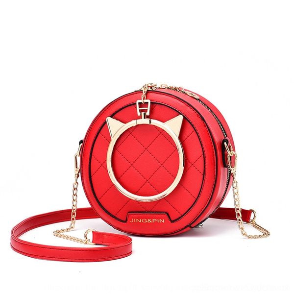 

q8hu1 women's 2020 new 2mzjb fashion casual women's bag chain plaid cat ear small round bag chain embroidery embroidery