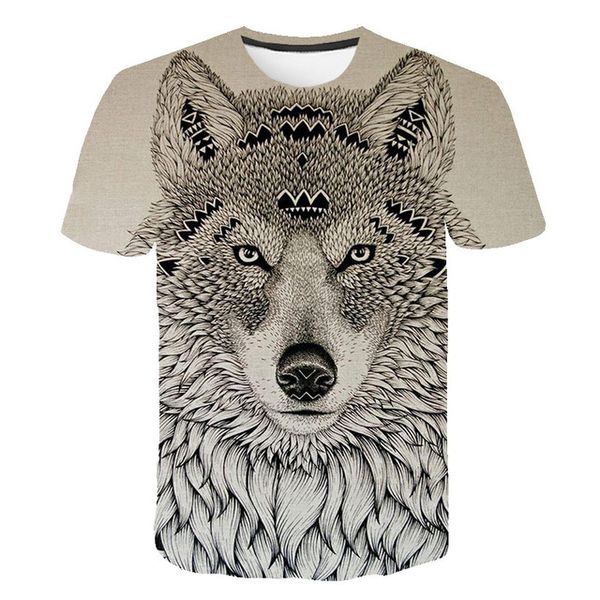

summer animal wolf cute and 3d print shirts hippie plus size funny men clothing