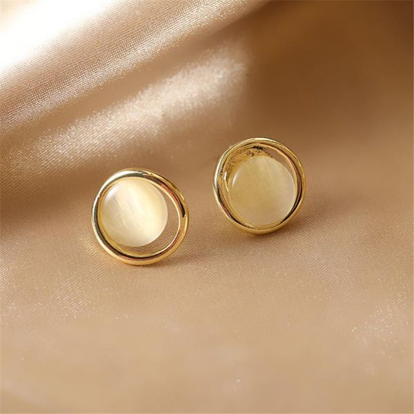 

stud contracted joker retro opal earrings femininity geometric jewelry accessories, Golden;silver