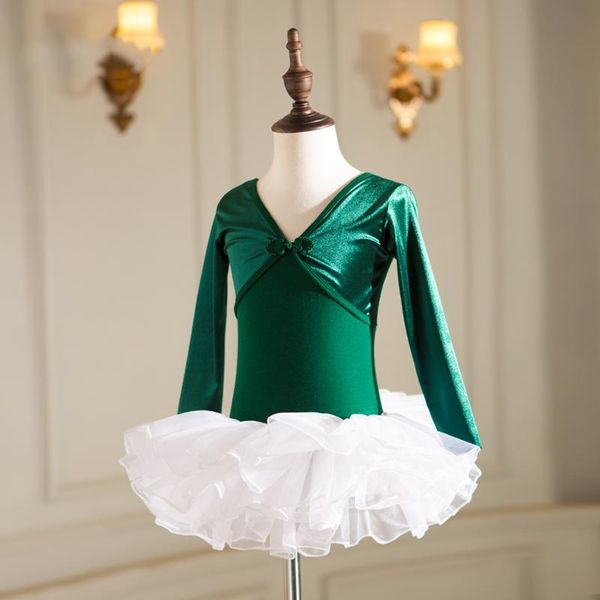 

stage wear ballet leotard girls classic dance costume white tutu skirt kids velvet swimsuit for dancing winter figure skating dress, Black;red