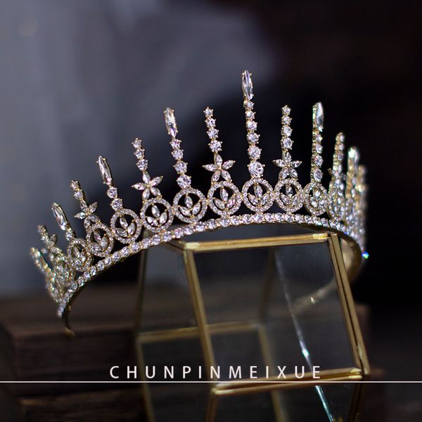 

bridal high end atmospheric headdress diamond super fairy crown hair ornament main dress wedding show accessories, Silver