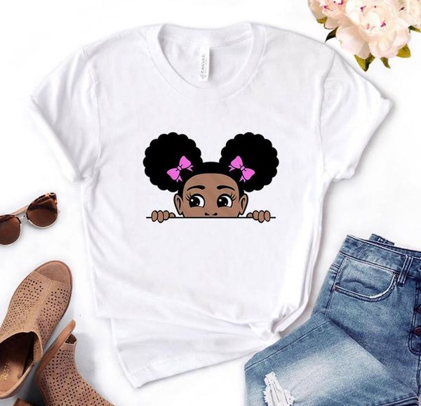 

poeking afro girl print женщины футболки хлопок повседневная смешная футболка подарок для леди yong girl the tee pm-157, White