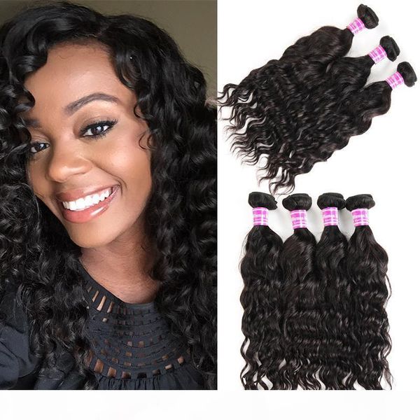 

unprocessez 8a grade brazilian virgin hair vendor silky water wave human hair bundles peruvian malaysian indian virgin hair extensions wefts, Black
