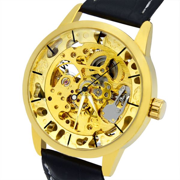 

european and american fashion high-end camel casual fashion watch belt hollow-out automatic mechanical watch mens watch cross-border foreign, Slivery;brown