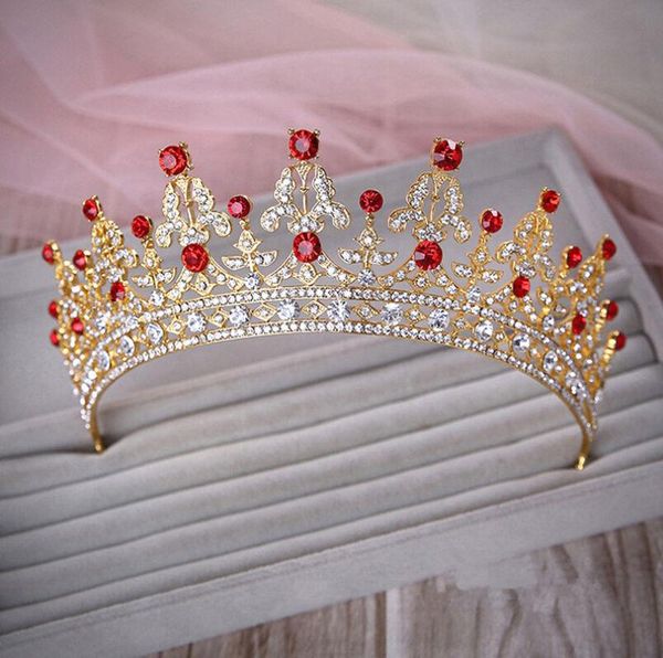 

luxury wedding bridal crystal tiara crowns princess queen pageant prom rhinestone veil tiara headband wedding hair accessories, Golden;silver