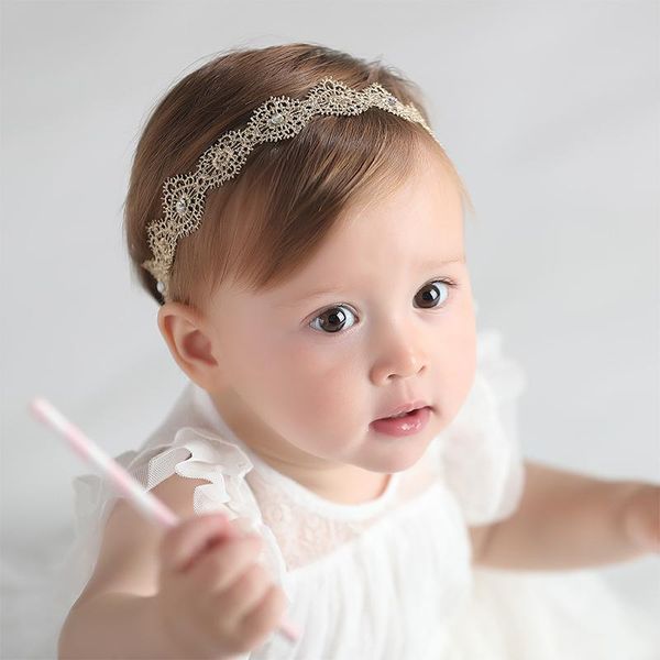 

new hair accessories girls turban headwear baby headband bow pearl lace hair band headband white solid lovely band wmtkfu, Slivery;white