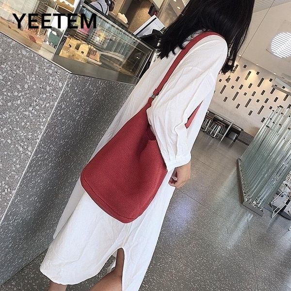 

cross body 2021 knitted bucket bag fashion simple solid color personality autumn winter shoulder ins woven women