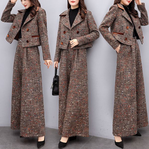 

women 2021 new women's suits long sleeve double breasted jacket and pants ladies two blazer sets piece y488 5wuf, Gray