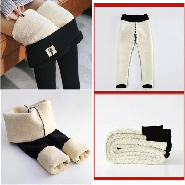 

black warm pants winter skinny thick velvet wool fleece girls leggings women trousers lambskin cashmere pants for women leggings