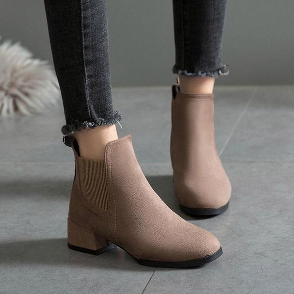 

casual shoes woman 2021 fashion winter boots women solid slip on winter boots female ankle women ladies shoes, Black
