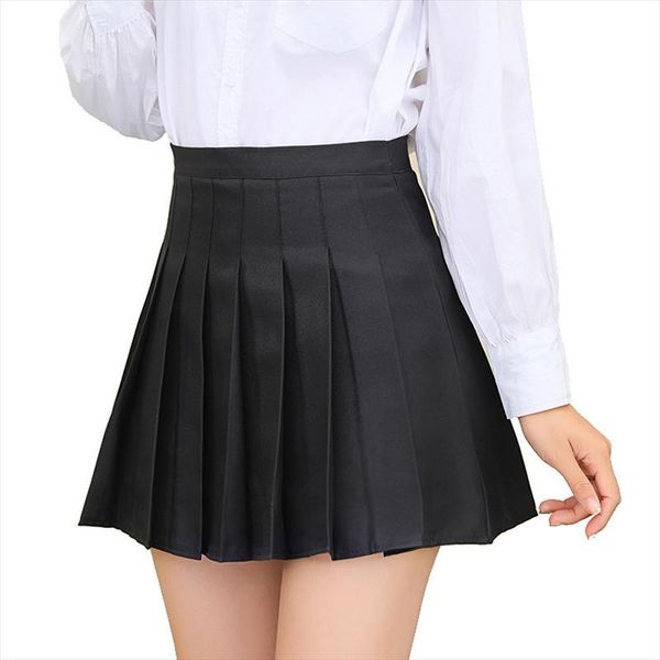 

plus size harajuku short high waist skirt new korean plaid skirt women zipper school girl pleated plaid mini, Black