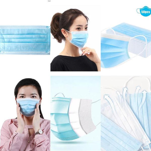 

pollution blue masks non ply fashion woven dustproof anti dust pm2.5 ear loop mask 3 layers fac obmg