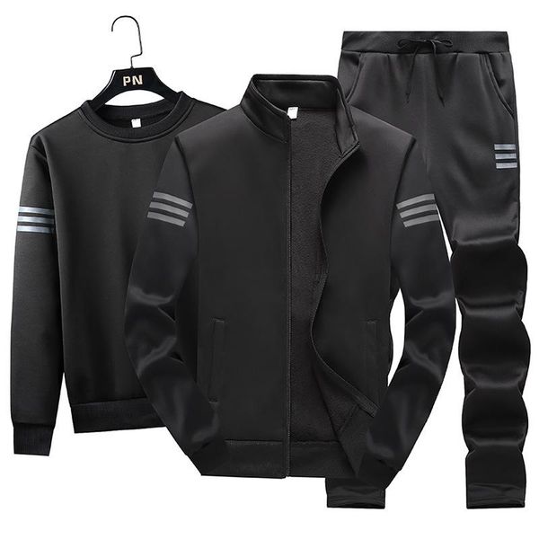 

men's tracksuits kf100 spring leisure sportswear suit sweater zipper coat autumn three piece, Gray