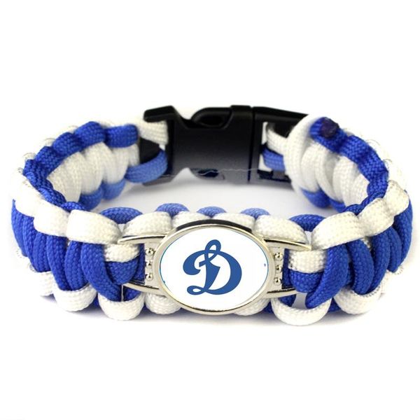 

khl hockey dynamo team logo charm paracord bracelet 550 rope survival braided rope escape bracelet dropshipping, Golden;silver