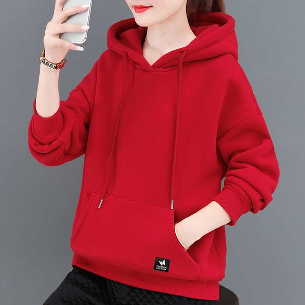 

hooded women's autumn / winter 2020 new korean loose plush thickened christmas coat, Black