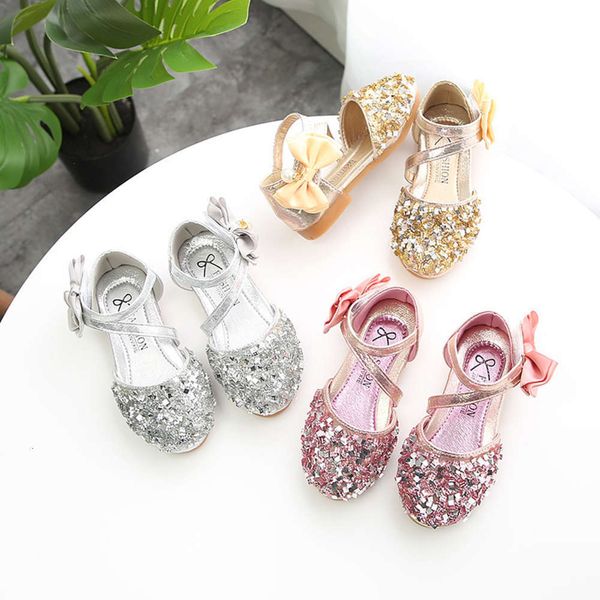 

new half sandals girls' children's baotou korean sequined princs sho in summer 2019, Black;red