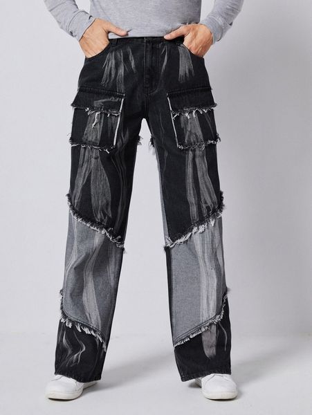 

men raw trim straight leg jeans k8pi#, Blue