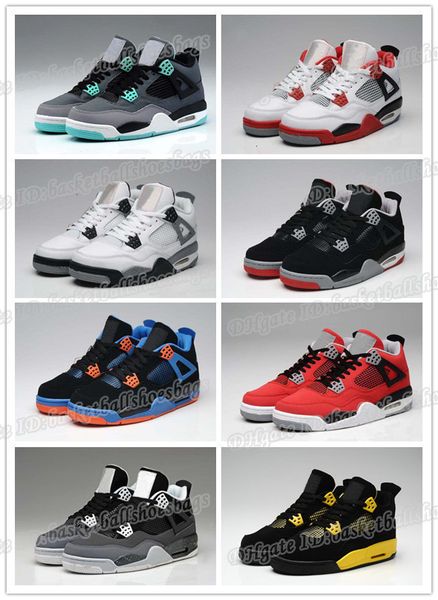 

mens with box 4s basketball shoes 4s white cement black red 4 superman fashion sports shoes