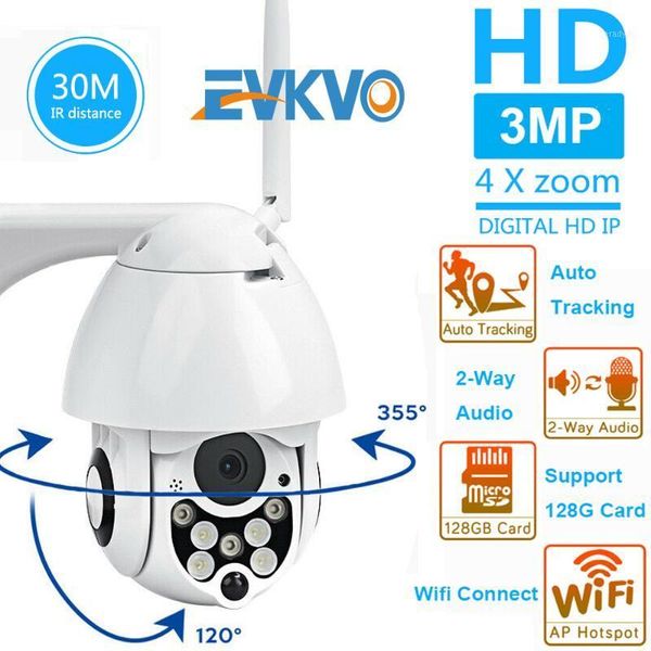 

evkvo 3mp ptz ip camera outdoor speed dome wireless wifi security camera pan tilt 4x zoom ir network cctv surveillance1