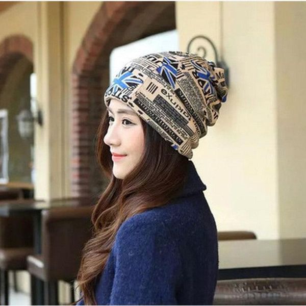 

женская зимняя теплая шапка шапка женская мода буква флагом печатания черептушки повседневная открытая маска лыжные шапки пустой верхний вор, Black;white