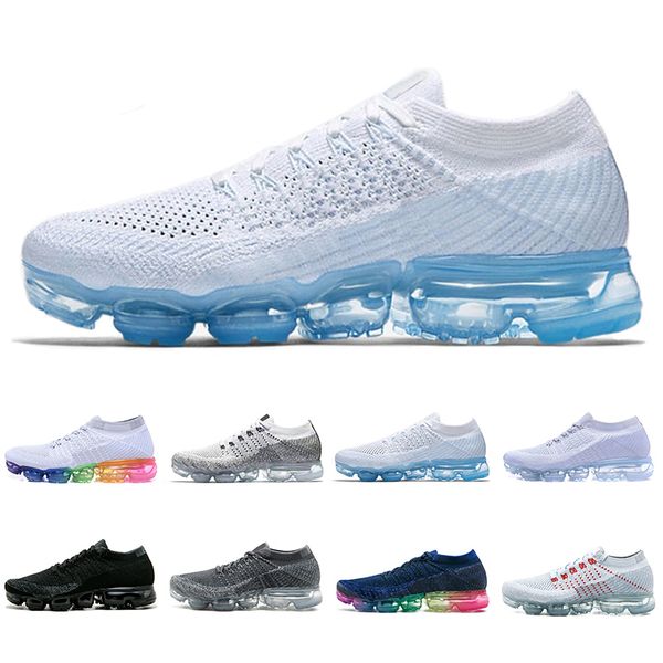 

fashion running shoes mens womens colorful triple white black grey blue knitting trainers designer outdoor sneakers 36-45, White;red