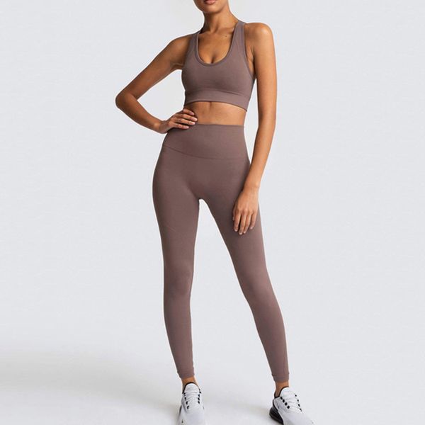 

2 piece set women tracksuit seamless yoga suits dense fabric fitness gym clothing sports bras leggings workout clothes for women c0122, Gray