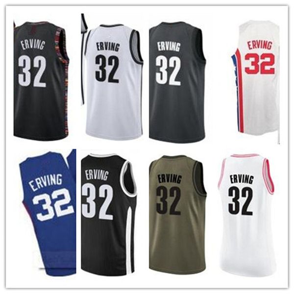 

custom 2021 net style jerseys black white green army green 32 julius erving basketball jersey ing, Black;red