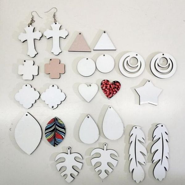 

14 styles sublimation blank earrings double-sided sublimation earring leaves shape eardrop with diy earring gift party favor