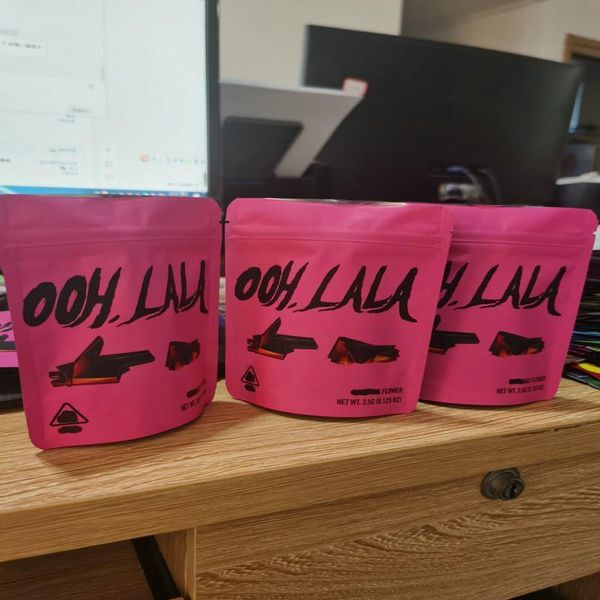 

new ooh lala soft touch material childproof zipper bag with custom bottom 3.5g mylar zipper bag tear notch two sides bbybcb nana_shop, Pink;blue