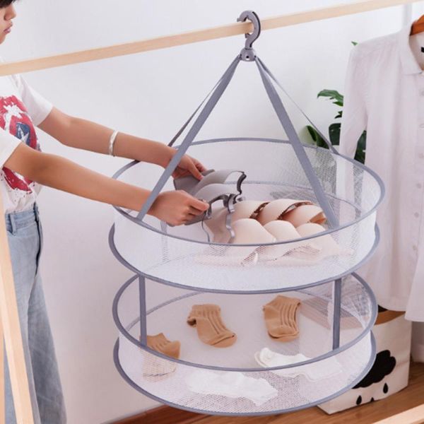 

storage boxes & bins clothes drying basket hanging sweater net pocket thickened anti-deformation cardigan rack socks bag