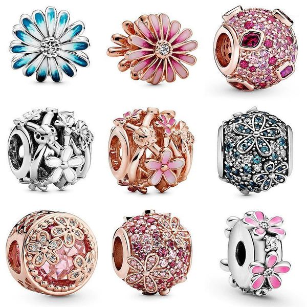 

Silver Color Beads Simple Flower Daisy Glaze Crystal Bead For 925 Original Charm Bracelets & Bangles Jewelry1