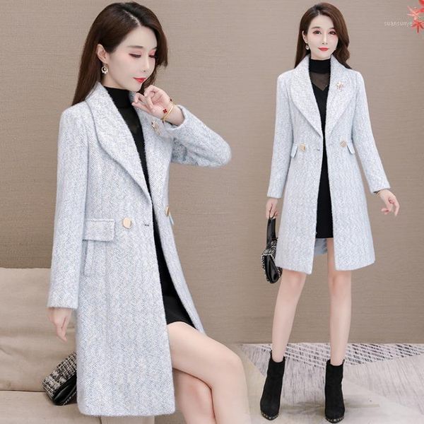 

long women's clothing in mink velvet coat 2020new winter middle-aged mother temperament fashion gold mink velvet coat long1, Black