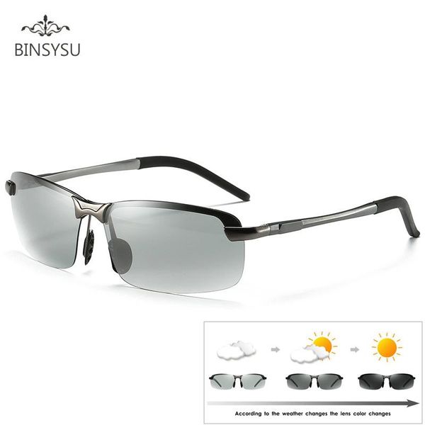 

sunglasses rimless driving pochromic men polarized chameleon discoloration sun glasses for masculino, White;black