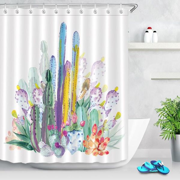 

tropical cactus shower curtain polyester fabric bath curtain for bathroom decorations bath screen waterproof bathtub accessories