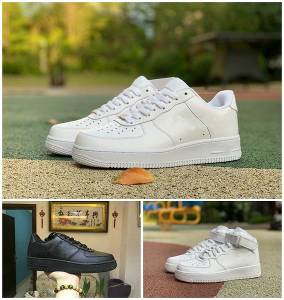 

2021 designer forces mens low one fashion shoes all white black brown women air high skateboard shoes classic af fly sports sneakers