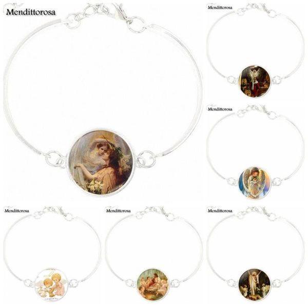

charm bracelets for girls gift ladies silver plated glass bracelet bangle women statement handmade maxi angel logo, Golden;silver
