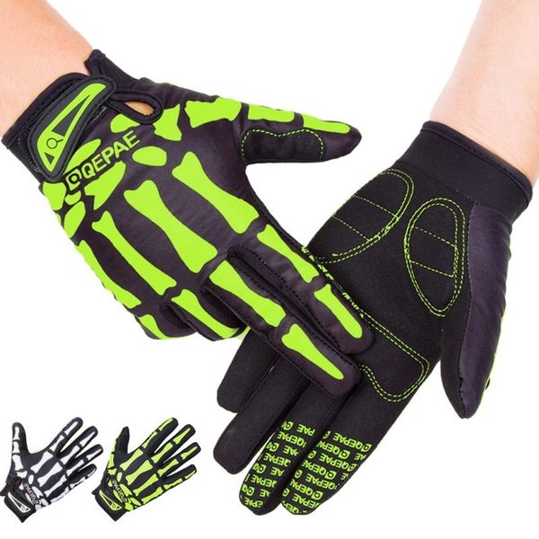 

skeleton pattern full finger bicycle cycling motorcycle men women child horse gloves for bicycles, Blue;gray