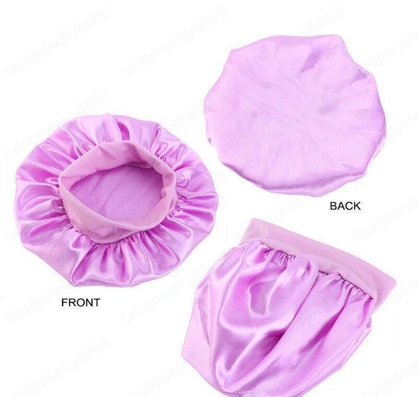 

kids girls satin night sleep cap turban wide band elastic headwear bonnet beanie headscarf hat head wrap hai jllcmv bde_jewelry, Blue;gray