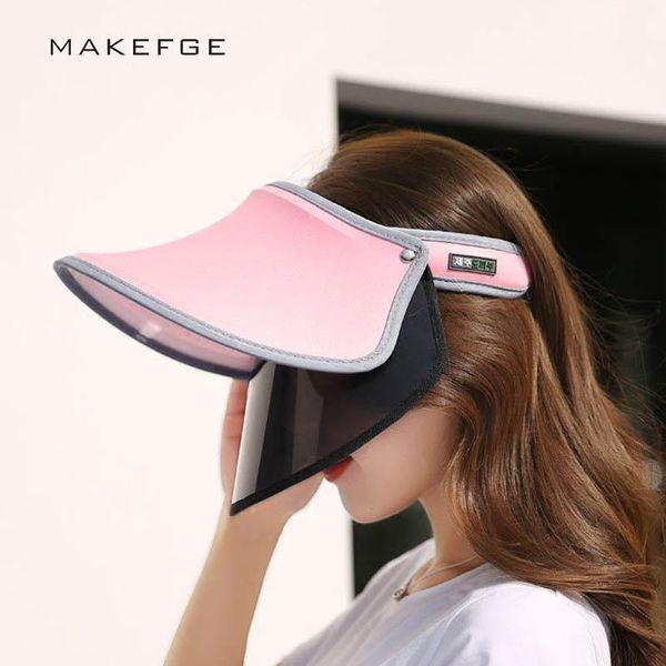 

wholesale- 2017 new arrived women visor sun plain hat sports cap colors beach hat adjustable apr uv protection cover face1, Blue;gray