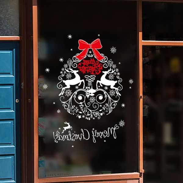 

merry большой рождественский венок шаблон стекла витрина двери окна фона xmas новый год стикер стены