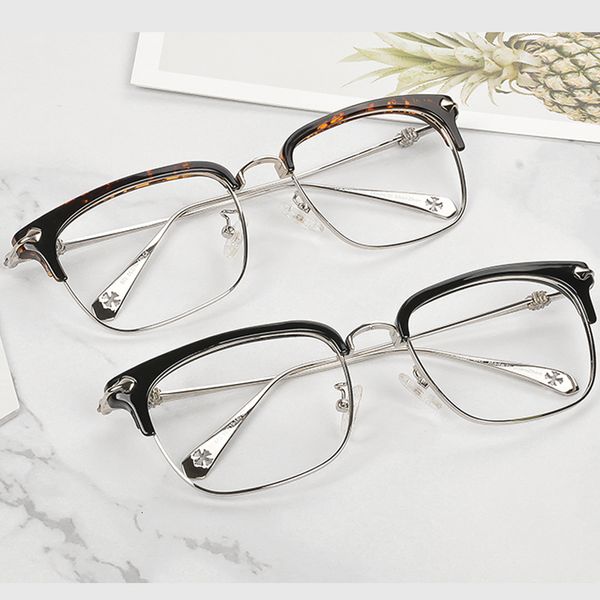 

mens clear eye glasses frame fashion metal acetate computer eyeglasses fill prescription glasses women reading glasses frame, Black