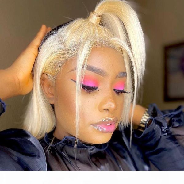 

straight wig 613 blonde lace front human hair wigs 4x4 lace closure wig remy brazilian front wigs pre plucked 150% density, Black;brown