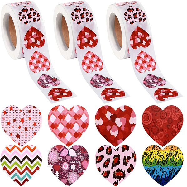 

500pcs/roll valentines day stickers love heart sticker birthday decorative seal self-adhesive labels party supplies jk2101kd