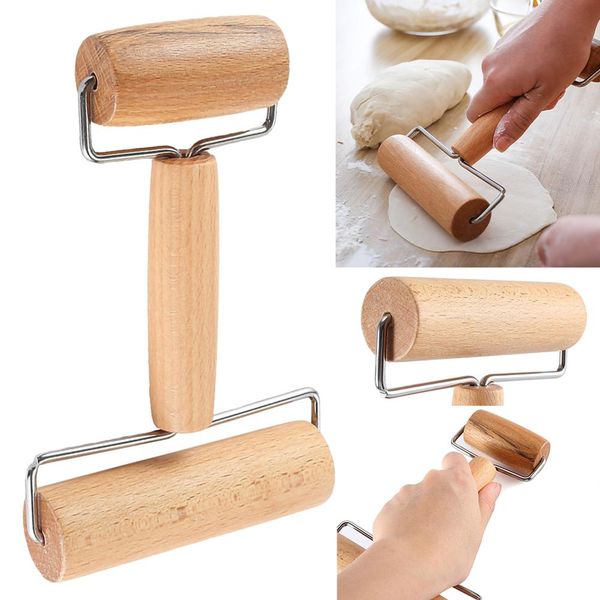 

hand dough rolled wood roll dough pancakes pasta bakery pizza kitchen tools double headed rocker rolling pin