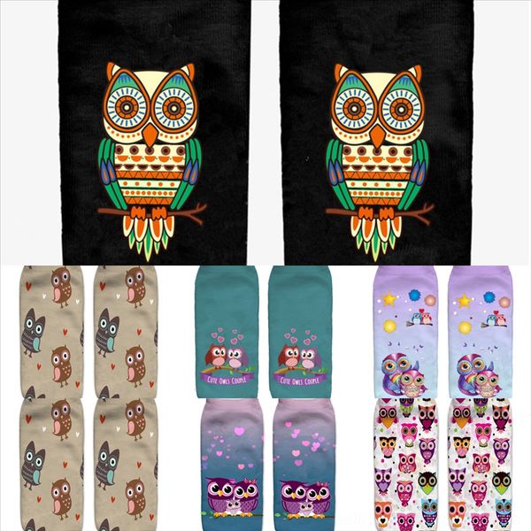 

pz3ax new for big owl size cartoon men's socks animal print cotton with for store sock socks happy burger beer men, Black