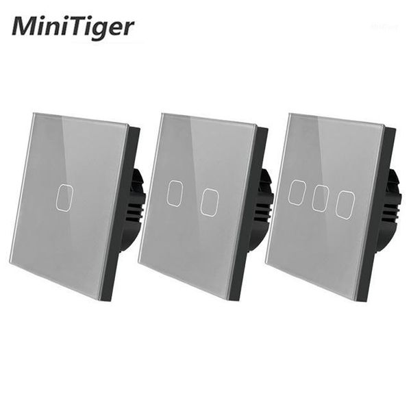 

minitiger eu/uk standard 1/2/3 gang 1 way touch switch gray crystal glass panel touch switch light wall only function1