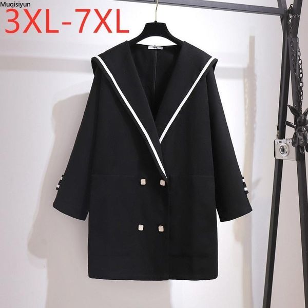 

new ladies autumn winter plus size long overcoat for women large long sleeve loose black button woollen coat 5xl 6xl 7xl s38781