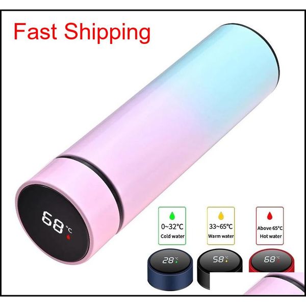 

500ml smart water bottle led vacuum flask digital temperature display stainless steel coffee thermal mugs intell qylkmg tore2010