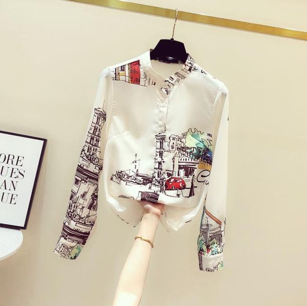 

female print shirt fashions temperament ladies casual elegant fine women's blouse long sleeve woman 2021 spring p544 2l3v, White