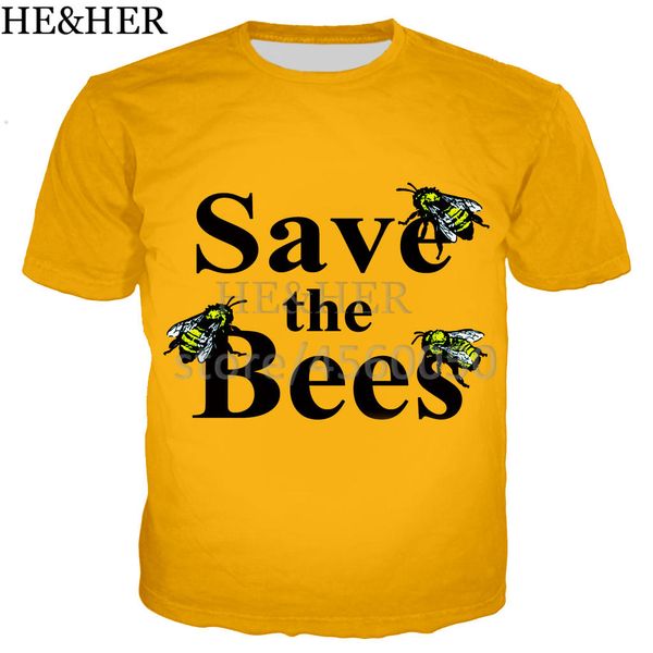 

help save the bees cute men summer cool for 3d print shirts anime harajuku comics men clothing
